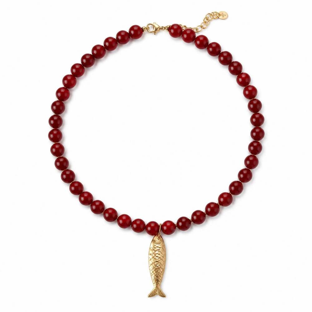 NEW MACRAE & CO women's paradise found fish necklace in red